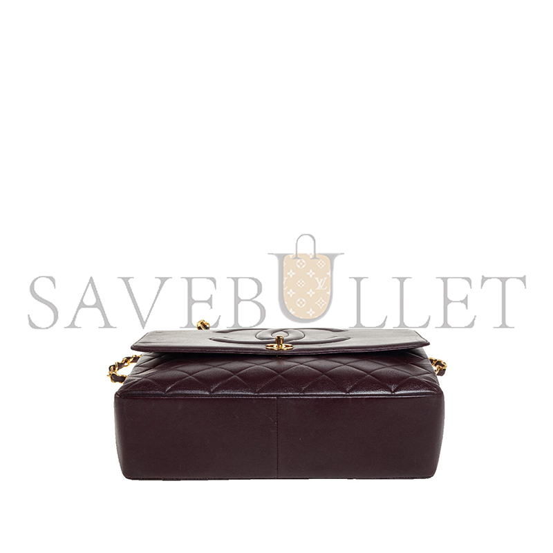 CHANEL MASTER BURGUNDY QUILTED LEATHER VINTAGE CC FLAP BAG AP2215 (33*23*11cm)